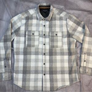 Jeremiah American Legacy Wool Blend Plaid Shirt Jacket Gray White - Size M